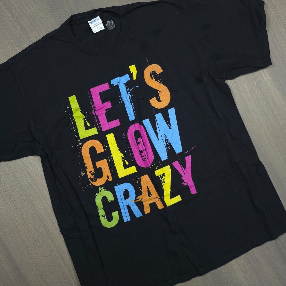 Port & Company Lets Glow Crazy Neon Graphic T-Shirt Black XL